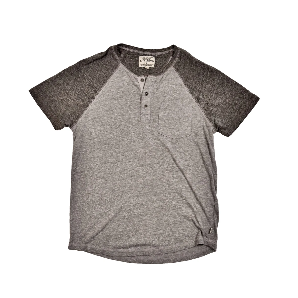 Lucky Brand Maglietta Henley A Righe – Maniche Corte – 100% Cotone – Chiusura A 3 Bottoni – Taglia 3XL – Colore Blu