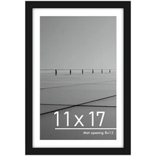 11X17 Picture Frame Black Display Pictures 8 X 12 with, Mat or 11 X 17 without m