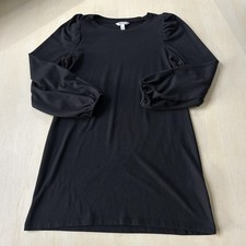 Nine West Dress Womens L Black Long Sleeve Balloon Sweater Knit Short Casual