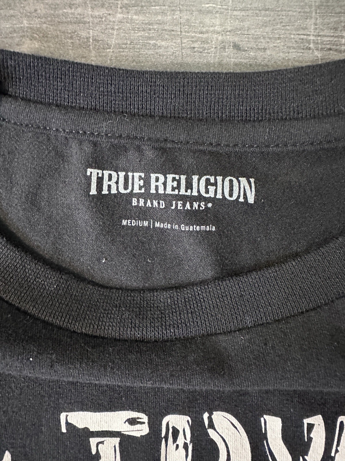 TRUE RELIGION Distressed Black Long Sleeve Baby  Tee Size Medium Brand New thumbnail 11