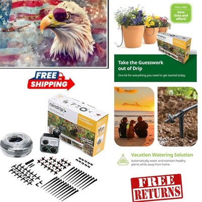Automatic Drip Watering System for 20 Plants with Timer & 75ft Tubing, Black