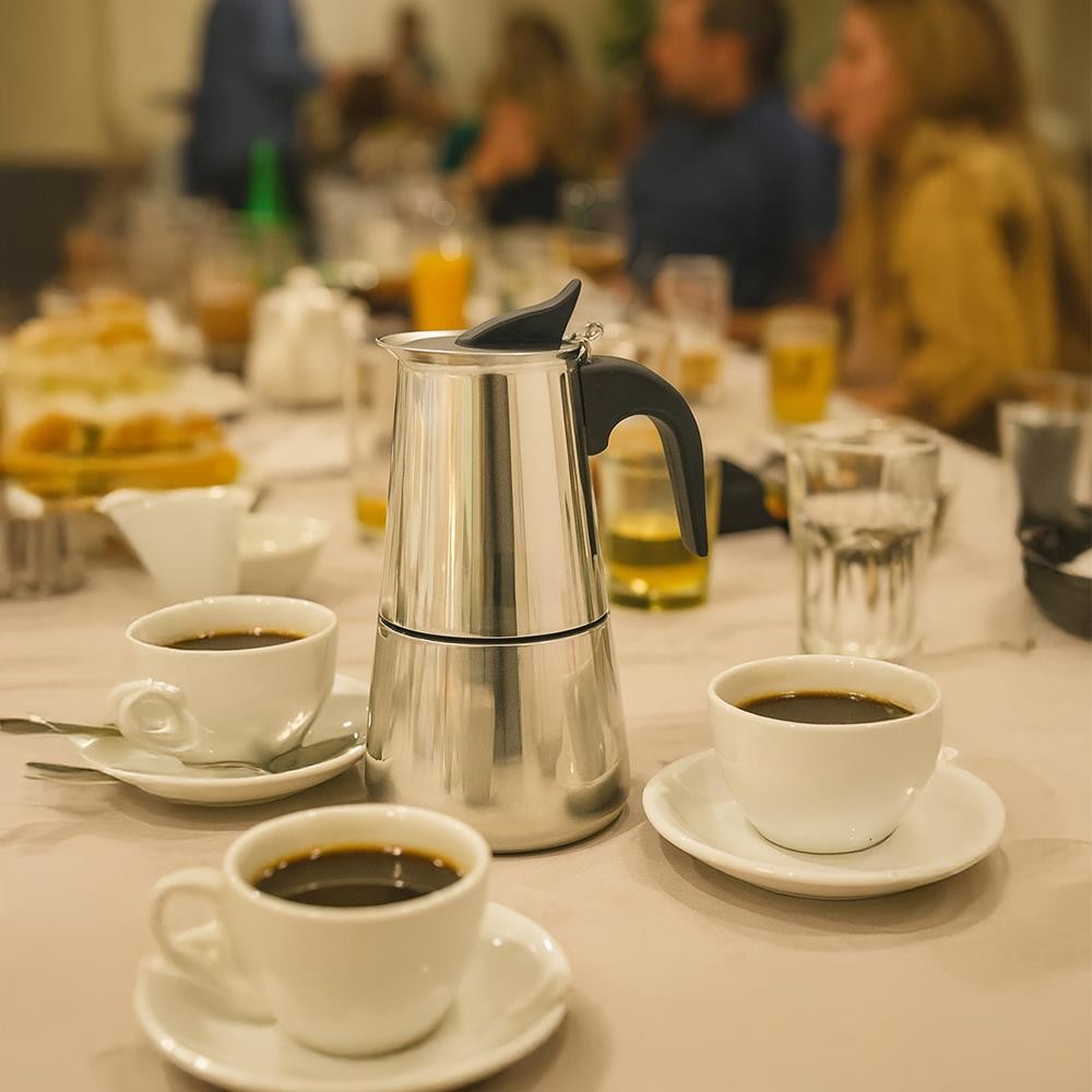 Any Morning Stainless Steel Moka Pot, 6-Cup Espresso Maker, Induction Base