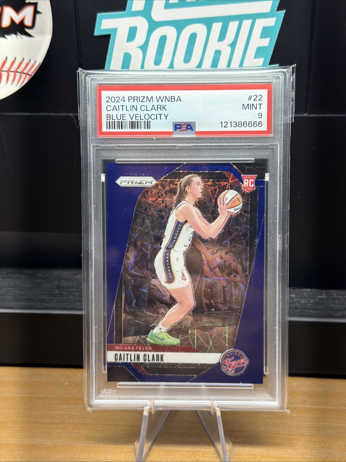 2024 Prizm WNBA Caitlin Clark #22 Blue Velocity Prizm RC PSA 9 view 3