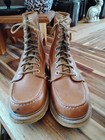 Vintage 70s 80s Lace Up Tan Work Boots White Stitch/Stitching Sears? Sz.6 Men — photo 5