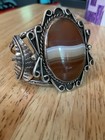 Native American Style Silver And Agate Cuff Bracelet — photo 1