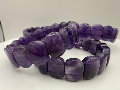 Amethyst Stretch Bracelet Handmade Natural Gemstone Crystal Slider Purple Stone