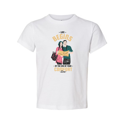 Outdoors Unisex Graphic Tee With Couple And Map Design And The Quote Life Begins