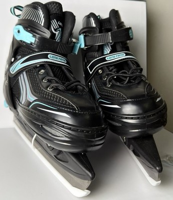 NEW!!!  Long Feng Youth Adjustable Recreational Ice Skates Black Blue Size 39-42