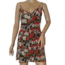 Urban Outfitters Floral Slip Dress Spaghetti Strap Mini Black Red Small