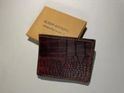 Crocodile Skin Bifold Leather Wallet Billfold Large Capacity Handmade Wallet