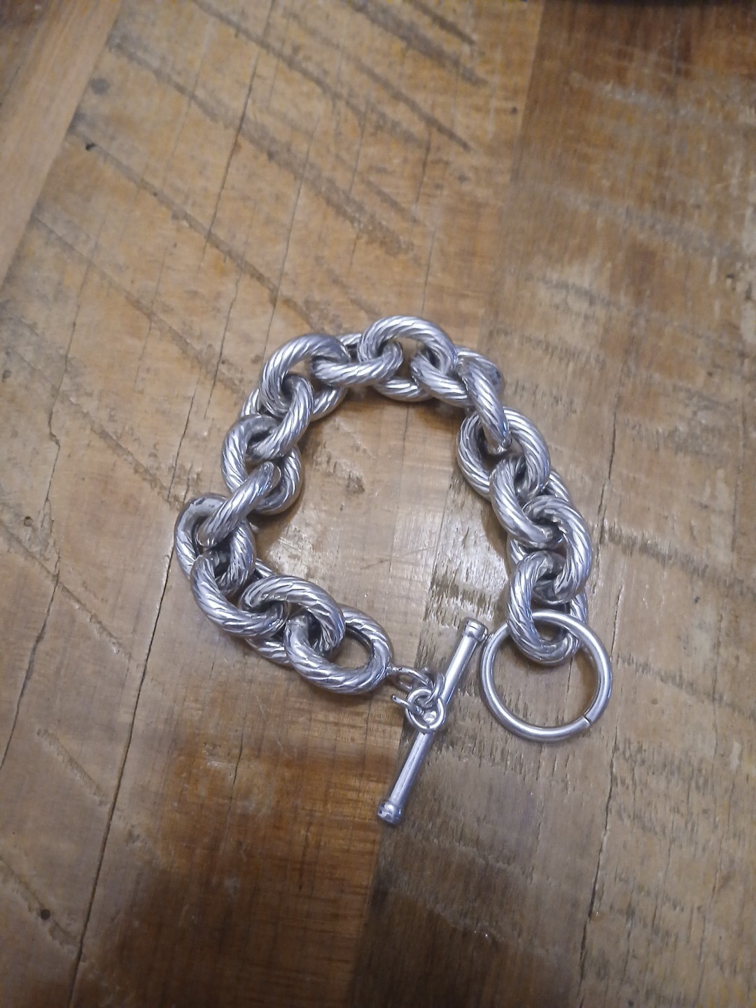 Solid Sterling Silver Toggle Clasp Bracelet 42 Gr… - image 1