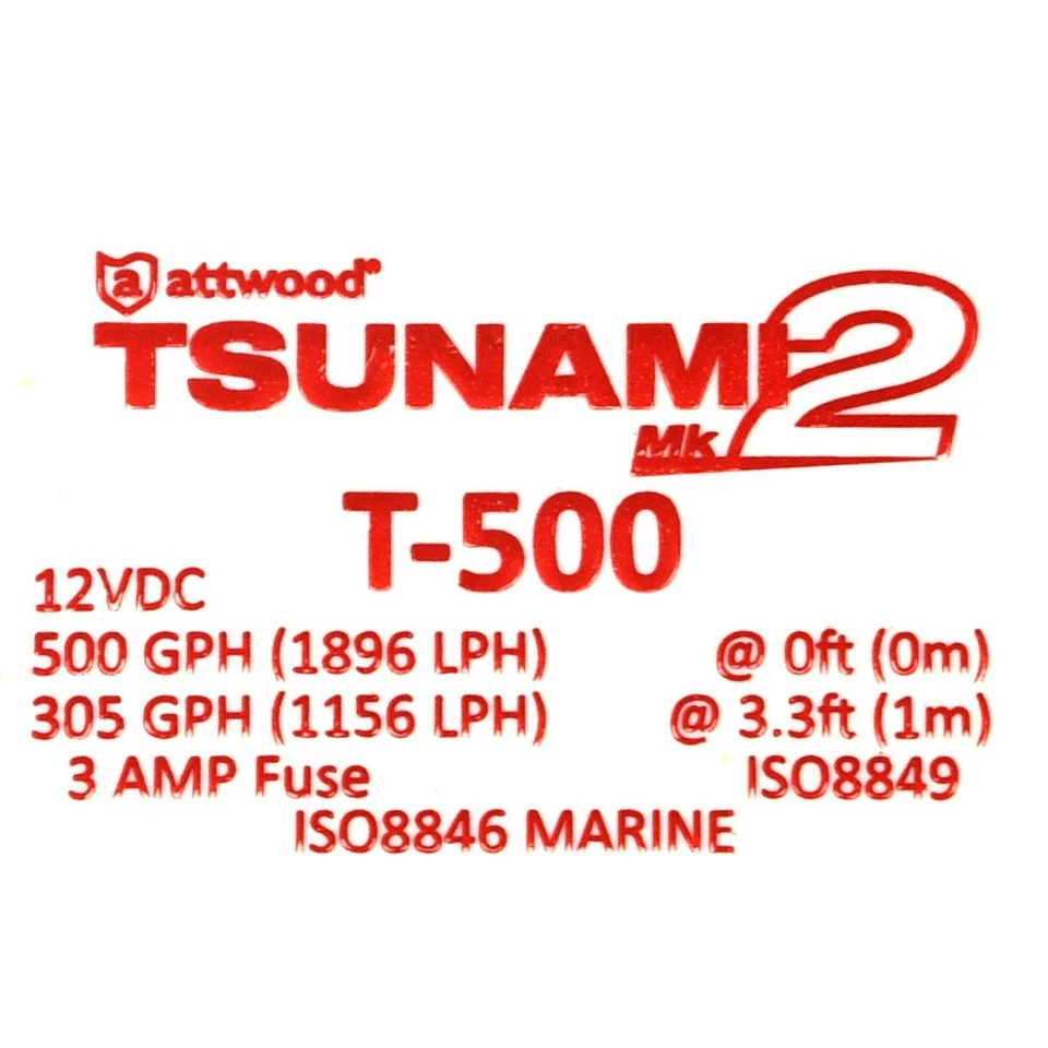 Attwood Boat Bilge Pump 5606-1 | Tsunami MK2 500GPH 12V - Image 3 of 3
