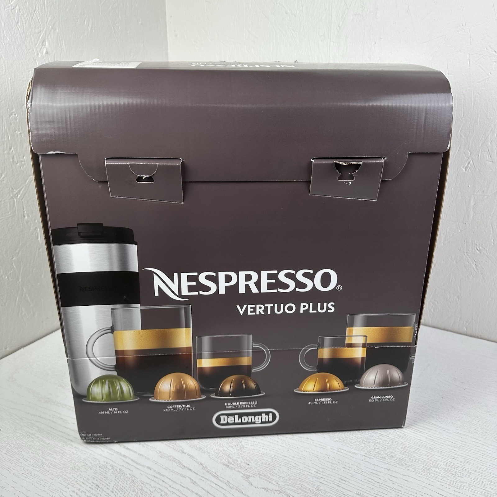 Nespresso VertuoPlus DeLonghi Coffee Maker Gray New And Complete