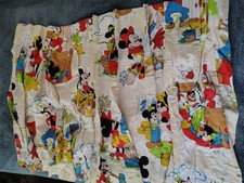 Vtg Mickey Mouse Friends Valance Panels 2pc Set Walt Disney Nursery Bedroom