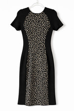 Tory Burch Gemma Sweater Dress Merino Wool Black Dotted Pony Size S