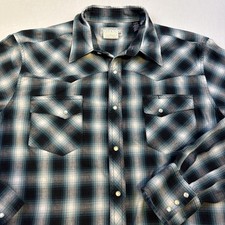 Wrangler Wrancher SHIRT MENS LRG Western Pearl Snap Geometric L/S