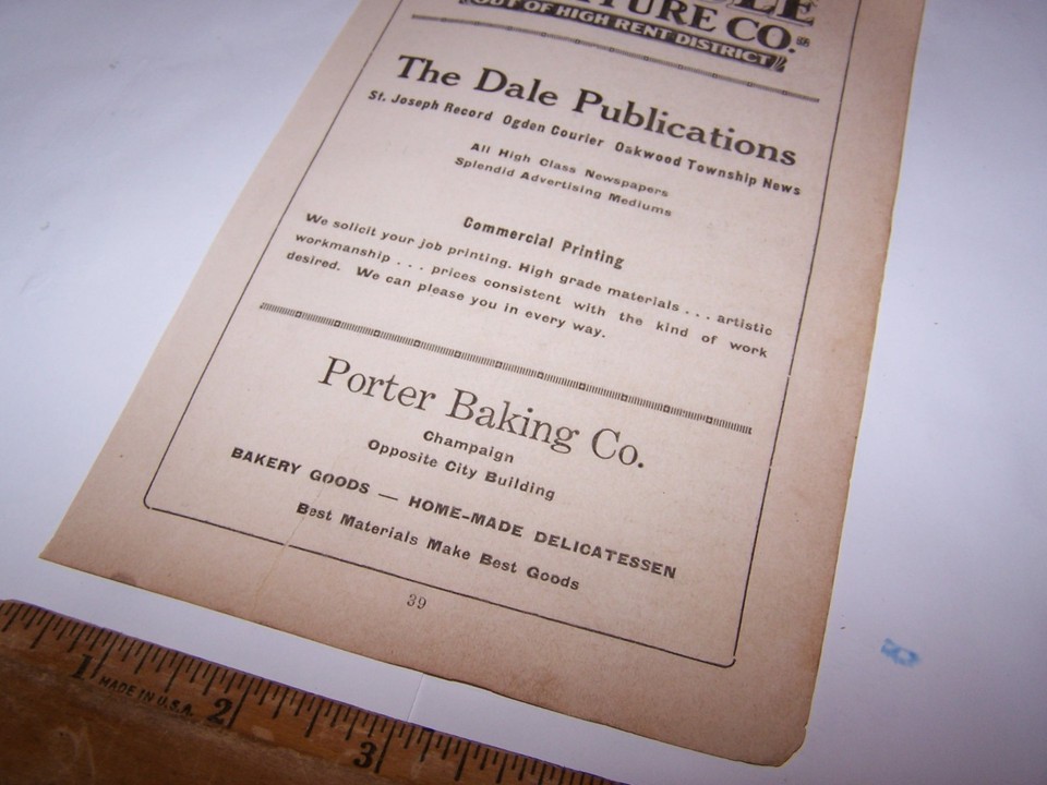 1938 PORTER BAKING COMPANY Paper Advertisement CHAMPAIGN ILLINOIS | eBay
