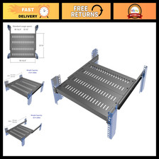 Adjustable 4-Post Server Shelf - Vented Universal Tray 16.5"-29" Mounting Depth