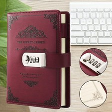 Leder Tagebuch mit Schloss A5 Tagebuch PU Leder Notizbuch 200 Seiten Notizbücher