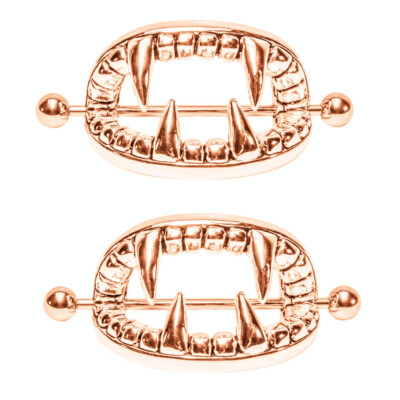 PAIR SURGICAL STEEL Nipple Shield Ring Tongue Ring CZ Gems Barbell Piercing 14G