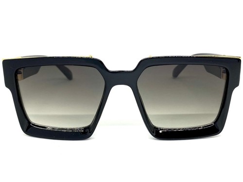 Classic Vintage Retro Hip Hop Style SUN GLASSES Large Square Thick Black Frame - Picture 3 of 6
