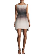 Halston Heritage Sleeveless Ombre Structured Dress, Buff/Black 0 $425