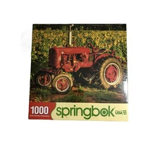 Puzzle Red Tractor 1000 Piece Springbok  American Made Allied  With Sunflowers