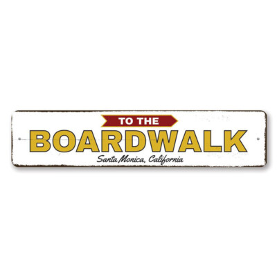 Arrow To The Boardwalk Sign, Personalized City State Boardwalk Metal Wall Decor