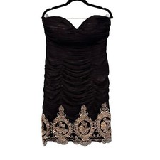 Jovani Dress Womens 12 Black Mini Cocktail Party Prom Evening Golden Embellished