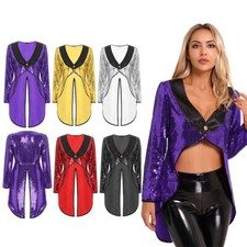 Womens Magician Costume Set Halloween Magician Tailcoat Performance Dress Up