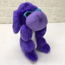 VTG‼ Dan Brechner Purple Dog 6" Plush w/ Sunglasses & Heart Nose Pucker Up • VG‼