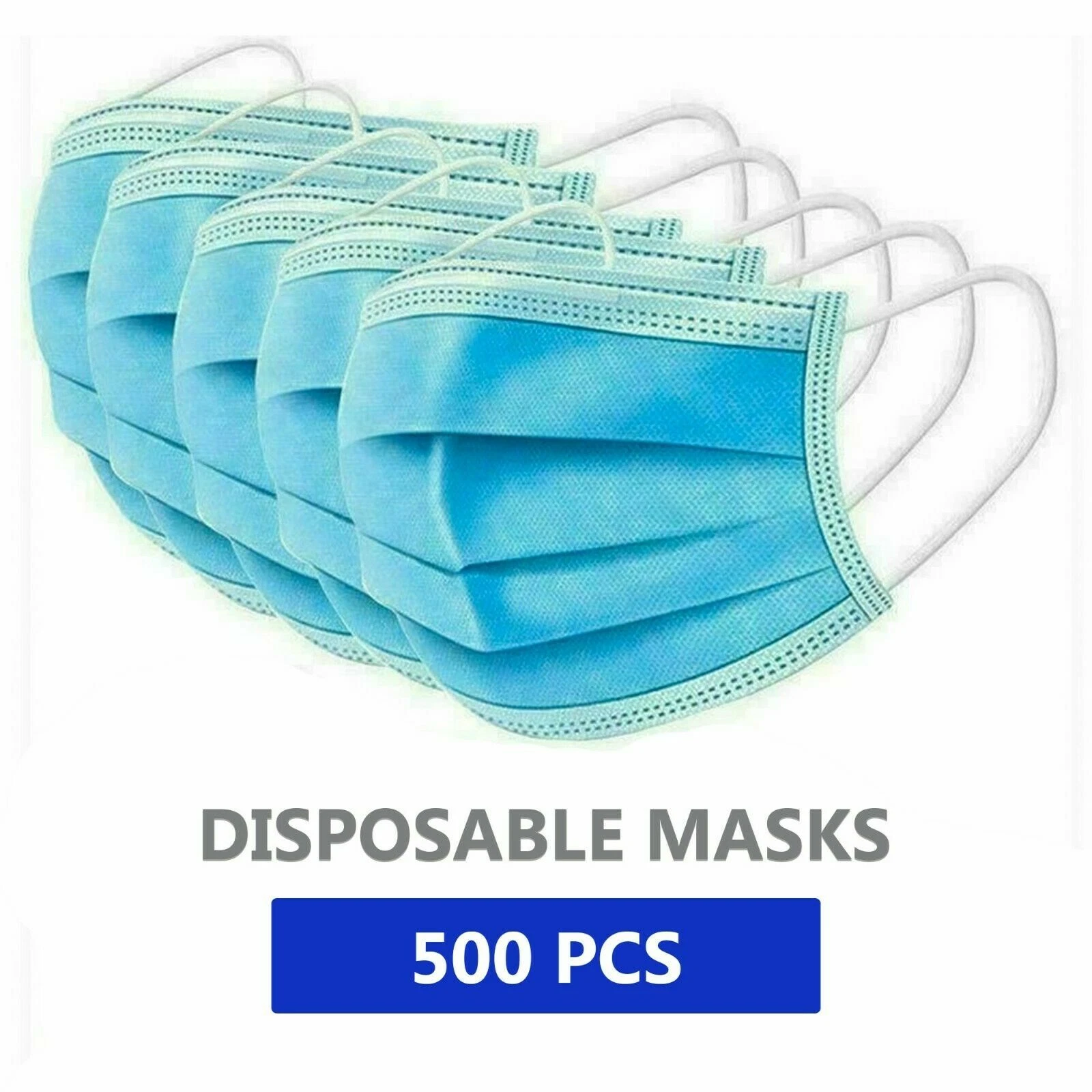 Disposable Face Mask 3 Ply Earloop Mouth Cover Medical Surgical 50 pcs X 10 Box
