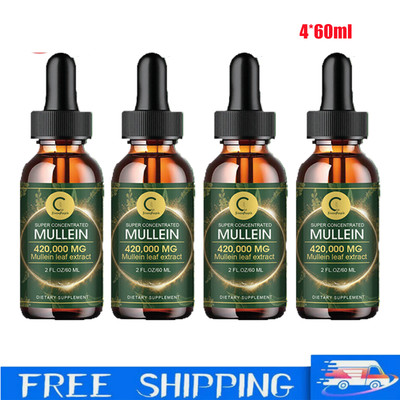 4*60 Mullein Leaf Extract Drops Lung Cleanse Respiratory Herbal Drop Health Care