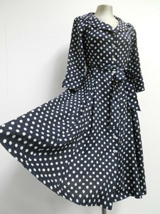 hobbs navy and white spot dress