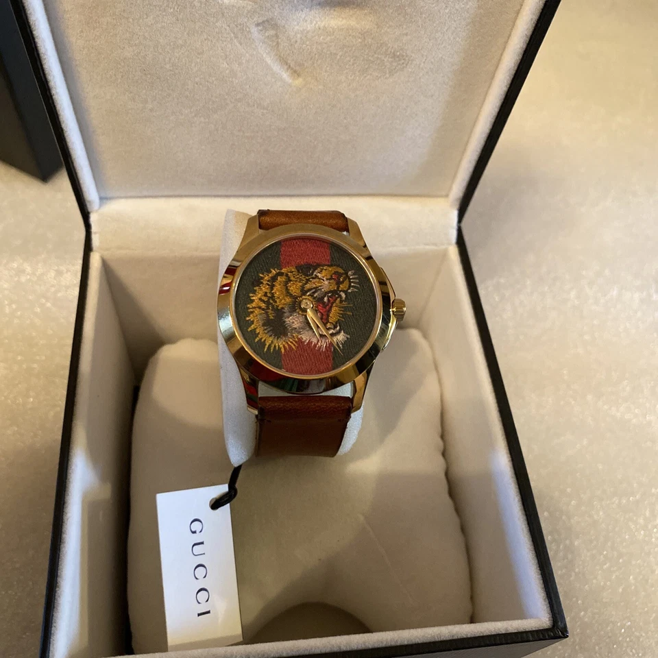Gucci Marche Des Merveilles Tiger Green/Red Unisex Watch - YA126497 $880 MSRP