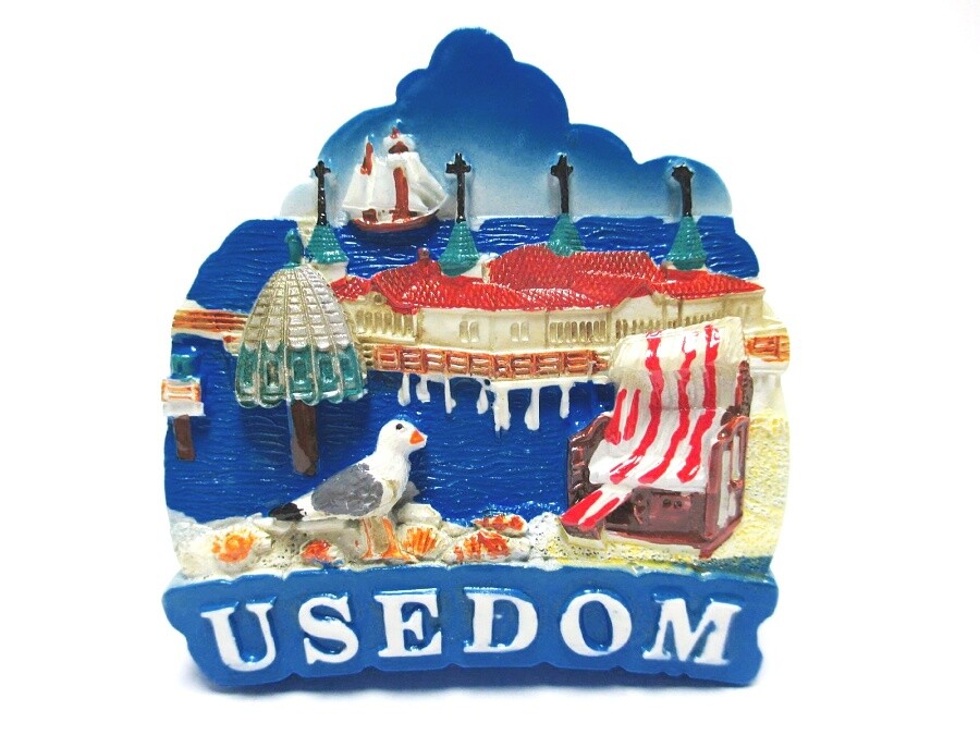 Usedom magnet Baltic Sea poly gloss lacquer souvenir Germany (800)