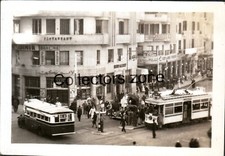 1948 Cairo Egypt Street Scene Buses Trams Photo From Soldiers Album 3.25x2.25 In
