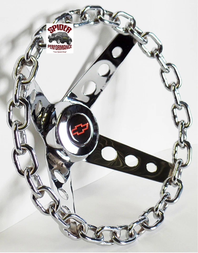 1969-1989 Chevrolet steering wheel RED BOWTIE 11" CHROME CHAIN — 第 2/4 张图片