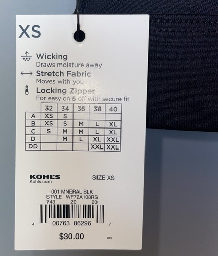 NWT FILA SPORT Bra Size XS Front Zip. Options: White, Black &/or Gray - Picture 5 of 15