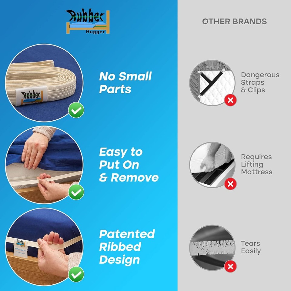 RUBBER HUGGER Bed Sheets Holder Band, Queen Size Medium Mattress eBay