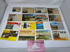 17 Postcard Folders Vintage Antique Mixed Lot US States Cities Disneyland