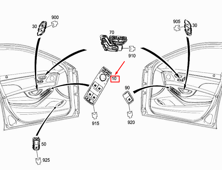 Neu MERCEDES-BENZ S W222 Fensterheberschalter vorne links A2229050809 Original