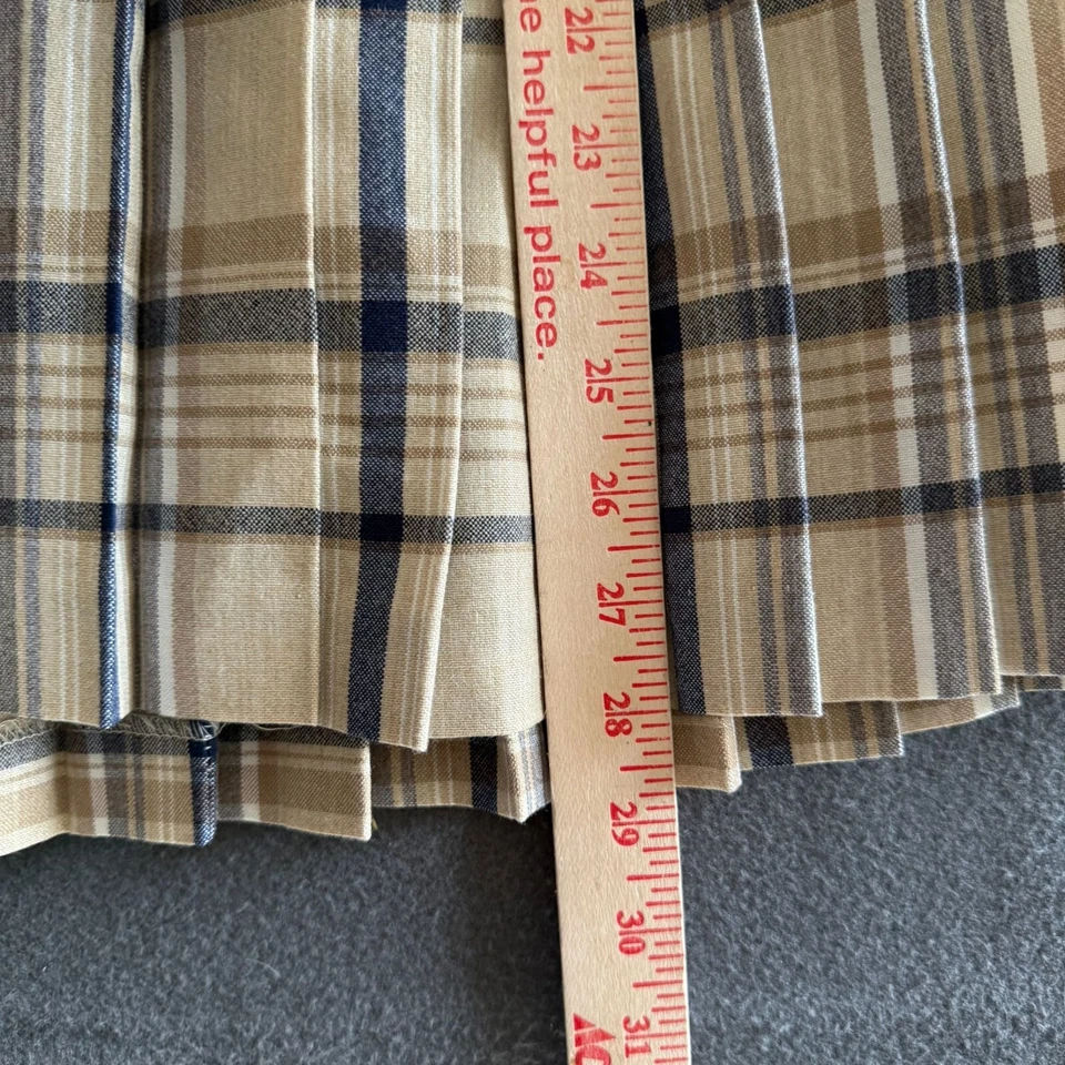 VTG Jaeger British Designer High Waist Plaid Pleated Midi Skirt Women 14 Beige - Image 3 of 4