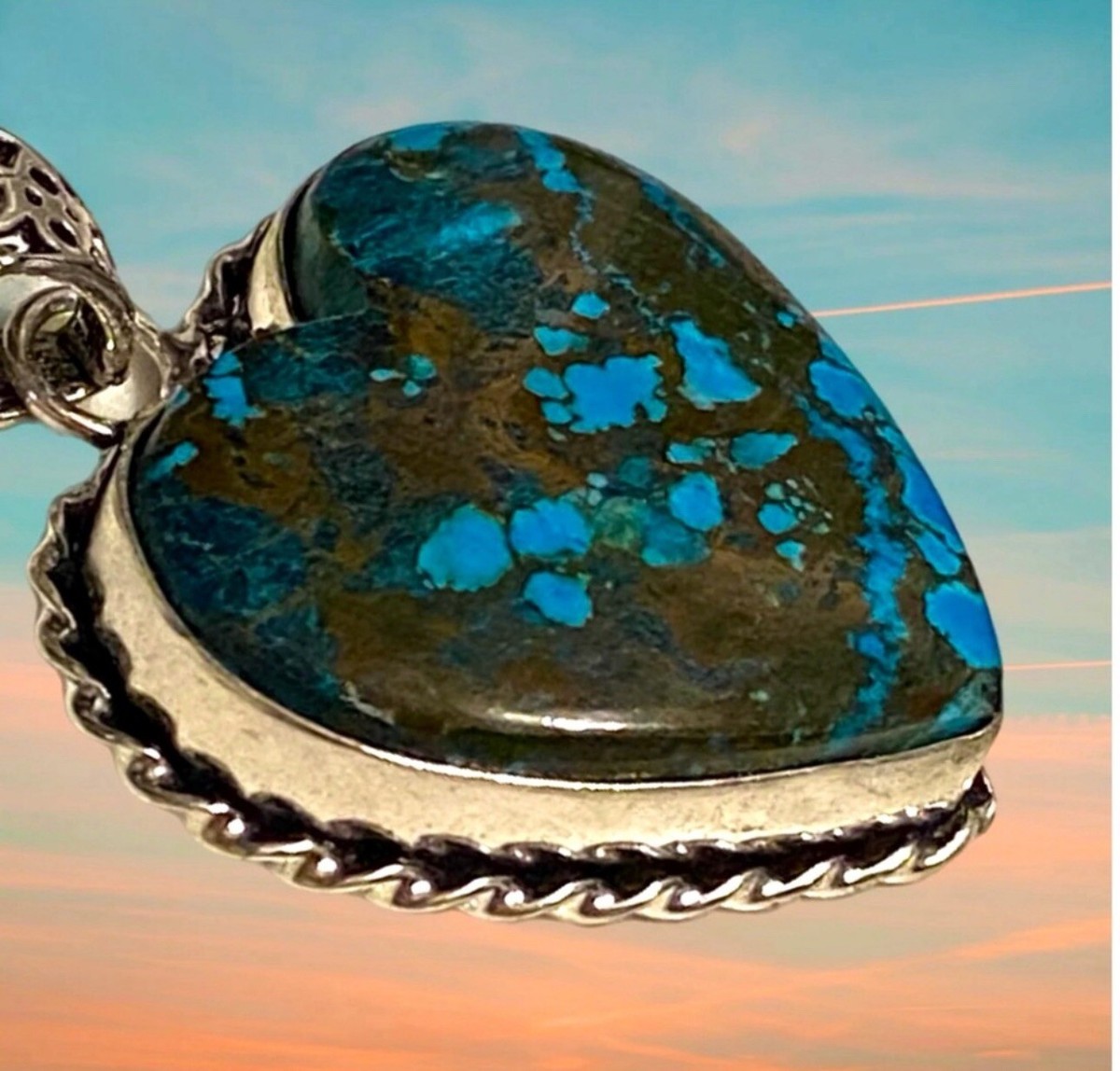 Boucles D'oreilles Vintage - Base Argent, Coeur En Nacre Et Perle Turquoise Pendante - Modèle 410