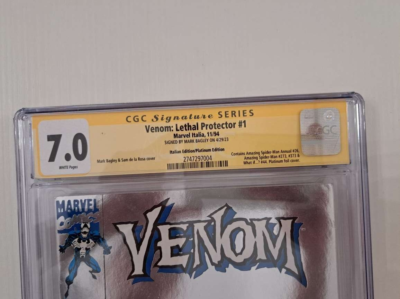 VENOM: LETHAL PROTECTOR #0 PLATINUM CGC SS 7.0 Bagley signed