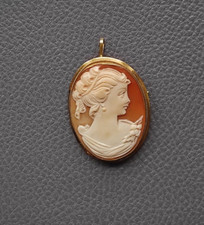 Schmuck Gemme Anhänger Brosche  750 er Gold  antik Frauenportrait 