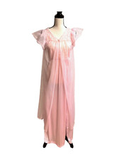 Vintage Pink Gilead Lingerie Nightgown Peignoir Robe Set Medium