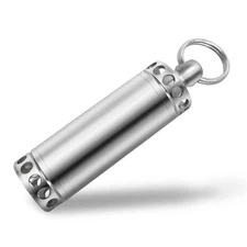 FULLGUEEN Pill Holder Keychain Container,Portable Stainless Steel Waterproof ...