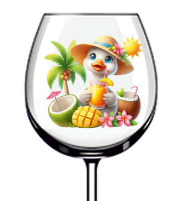 12x Aquarell Sommer Gans Mango Party Vinyl Aufkleber Abziehbild Weinglas Flasche