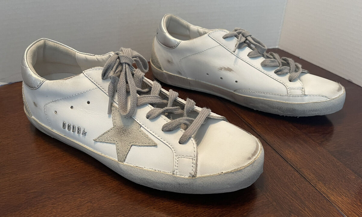 Women's Super-Star with silver heel tab and metal stud lettering